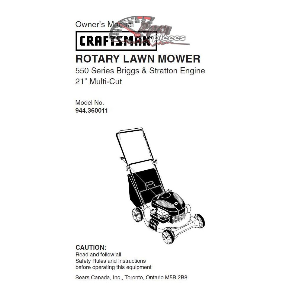 944.360011 Craftsman Parts Manual