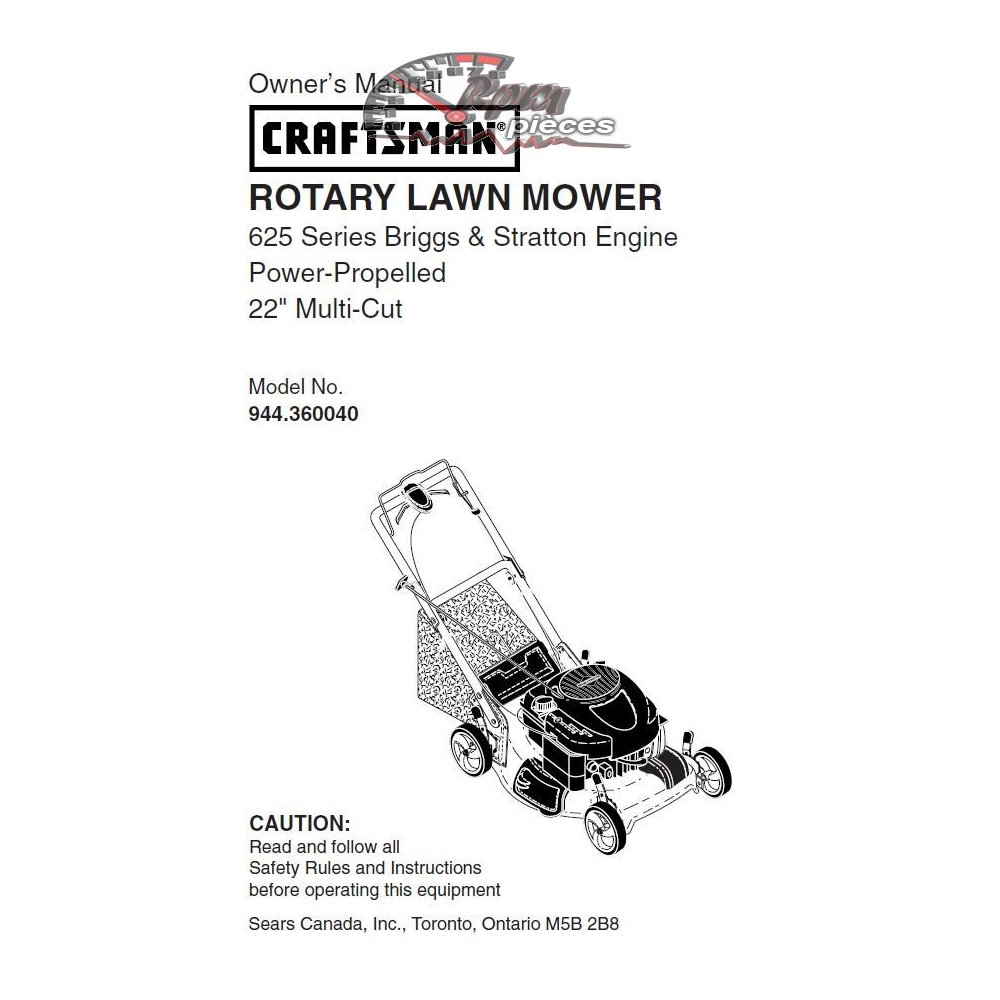 944.360040 Craftsman Parts Manual