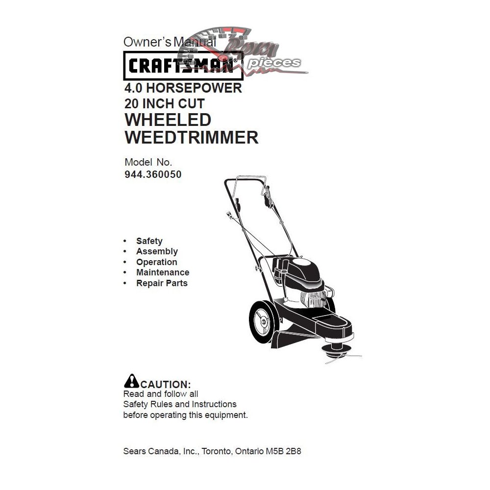 944.360050 Craftsman Parts Manual