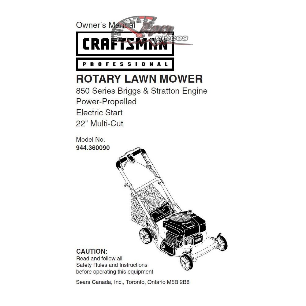 944.360090 Manuel de pièces Tondeuse Craftsman