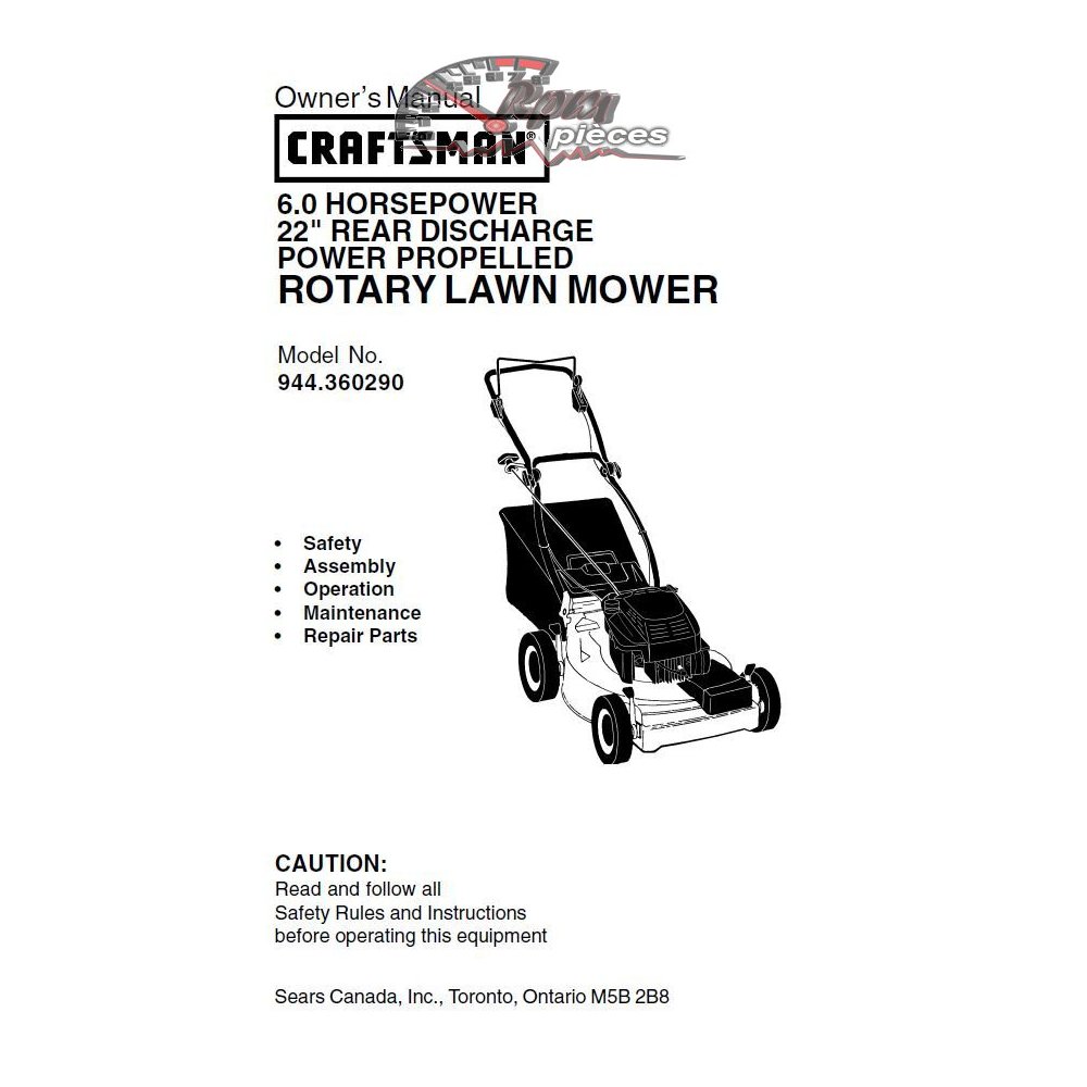 944.360290 Craftsman Parts Manual
