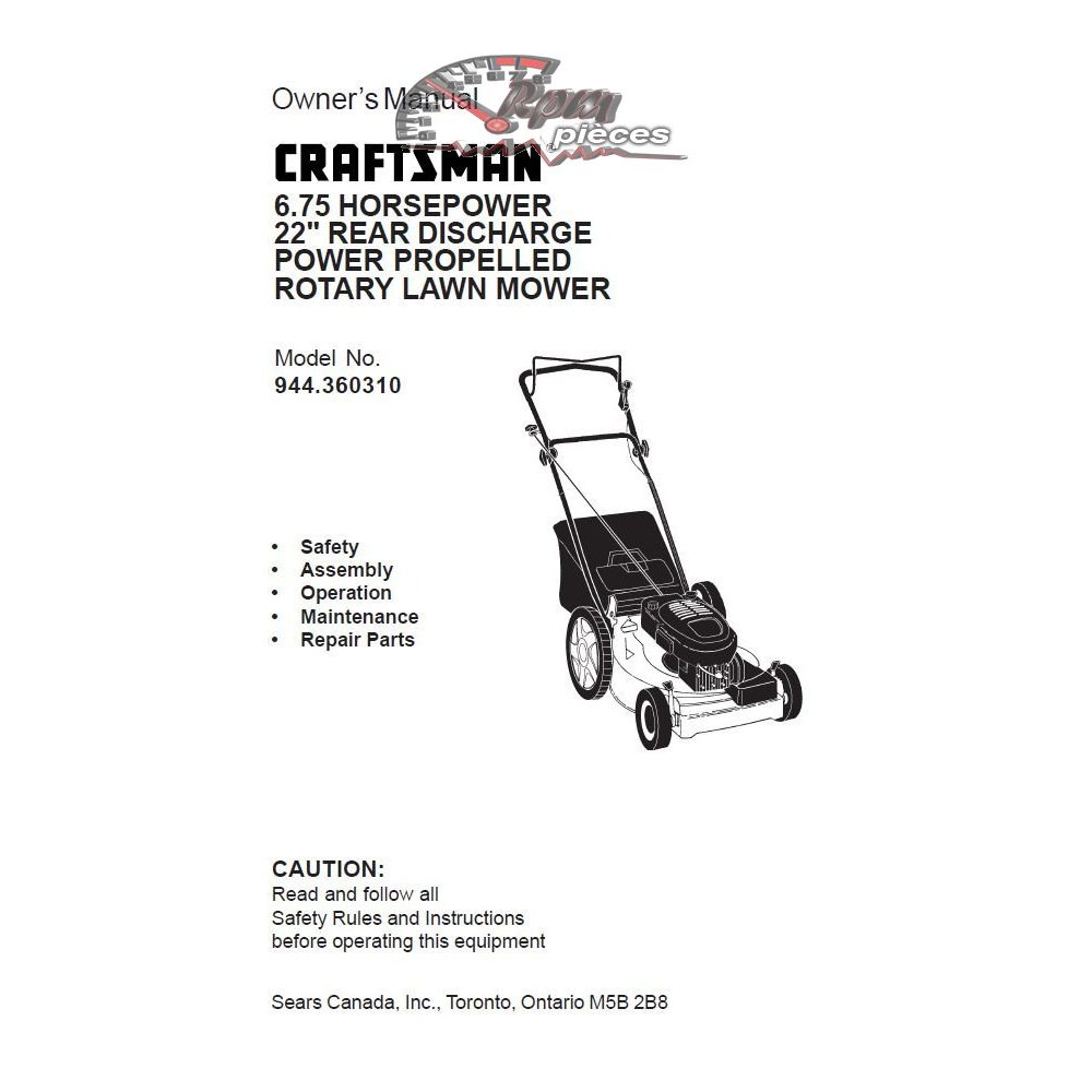 944.360310 Craftsman Parts Manual