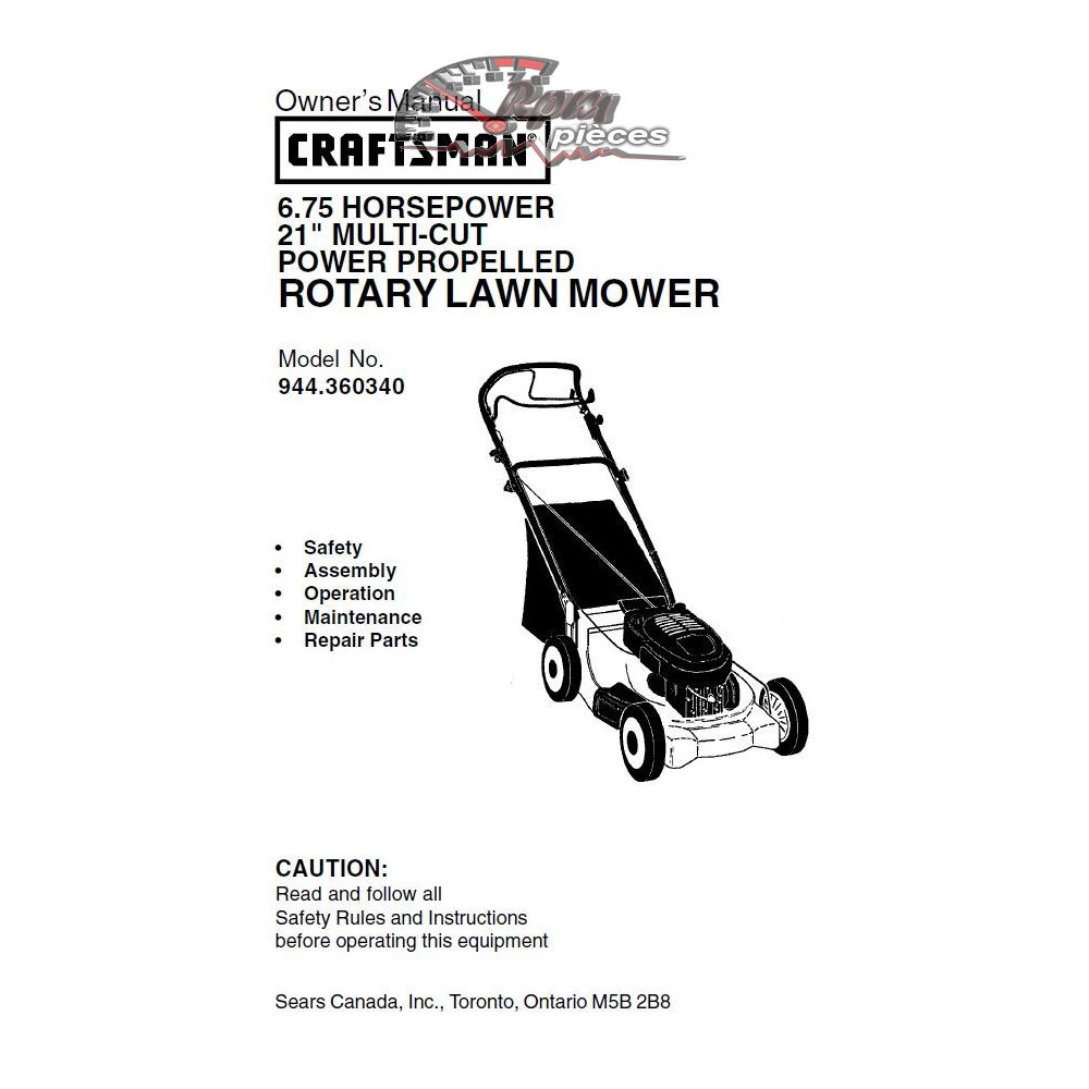 944.360340 Craftsman Parts Manual