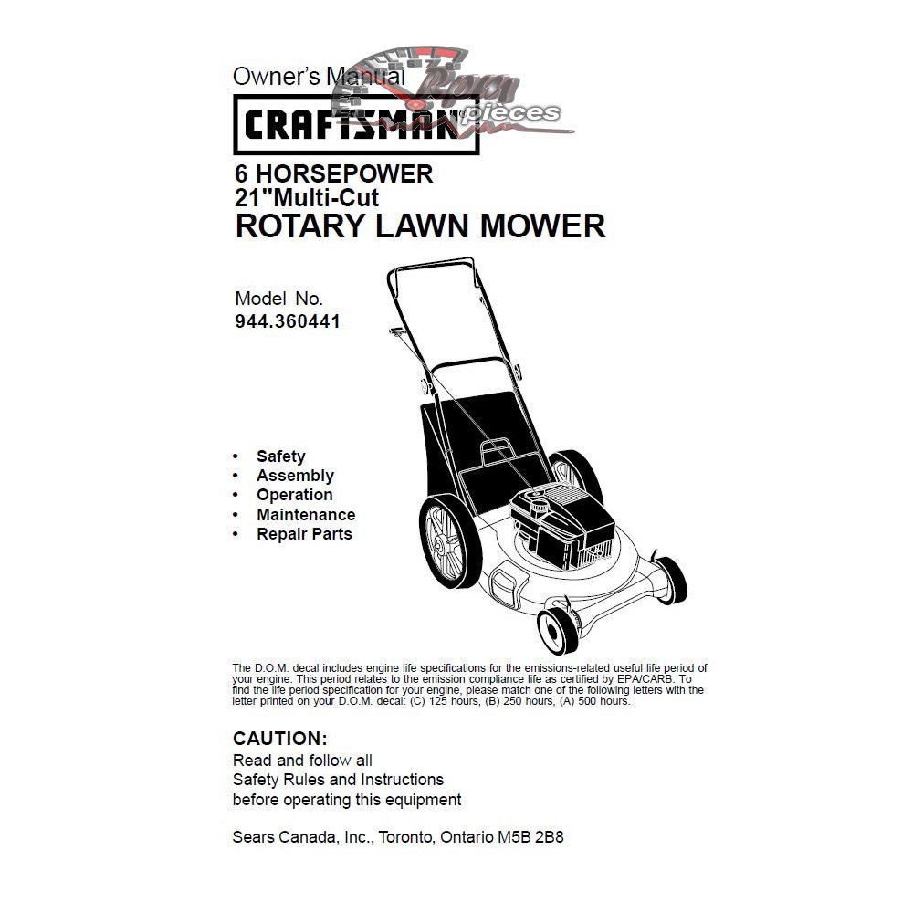 944.360441 Craftsman Parts Manual
