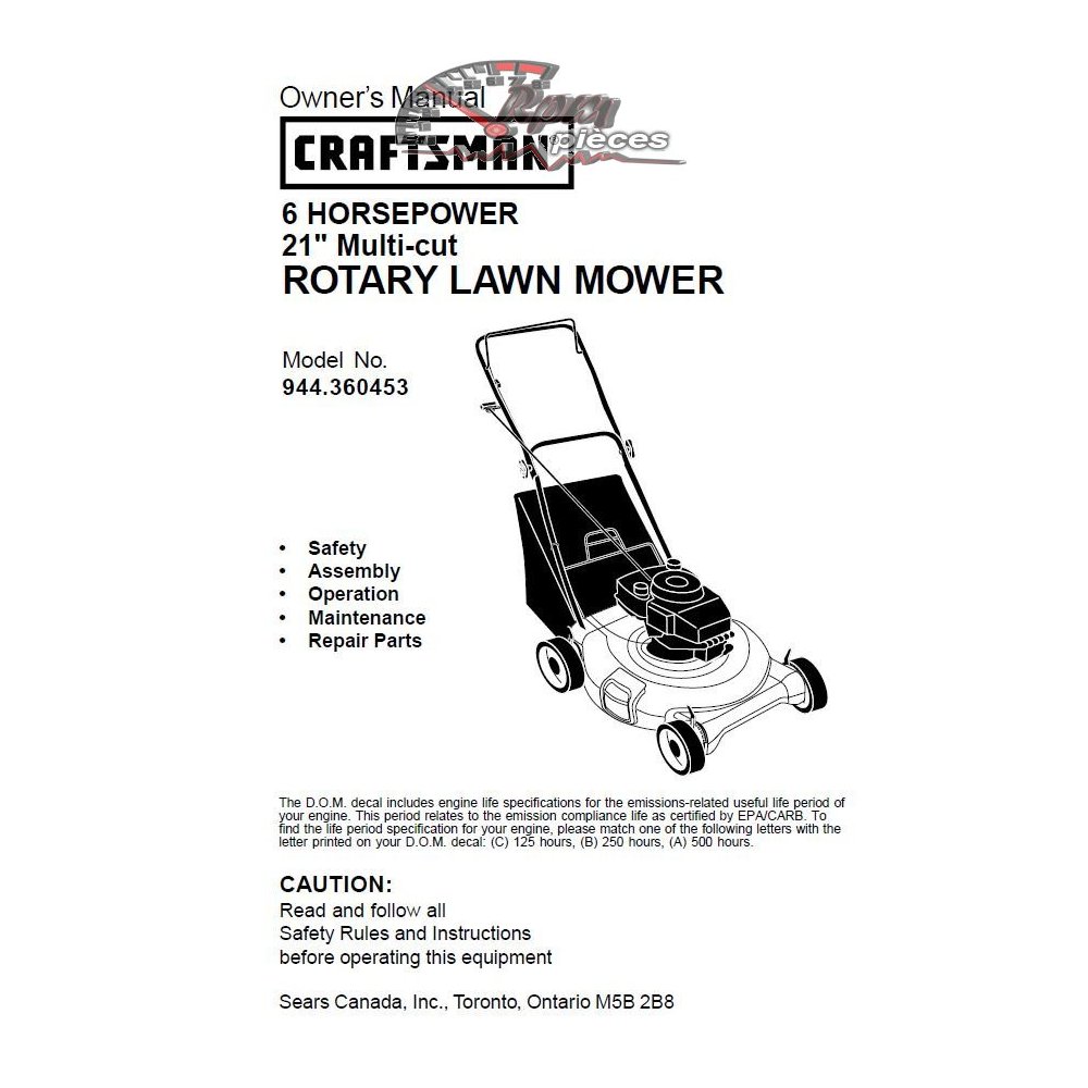 944.360453 Craftsman Parts Manual