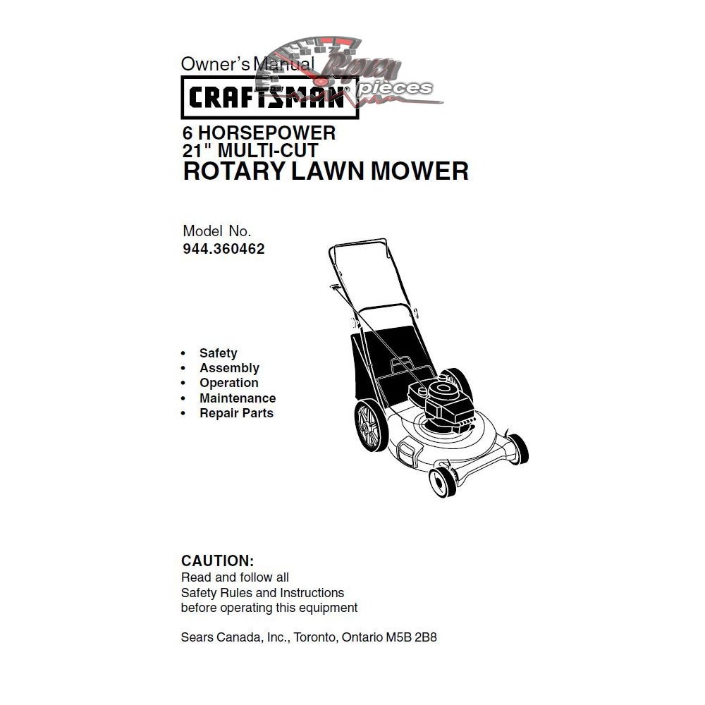 944.360462 Manuel de pièces Tondeuse Craftsman