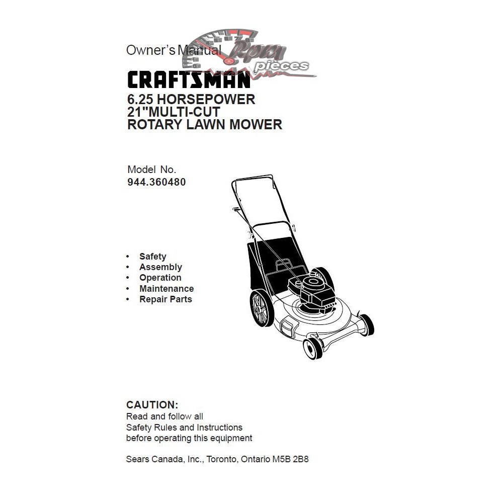 944.360480 Craftsman Parts Manual
