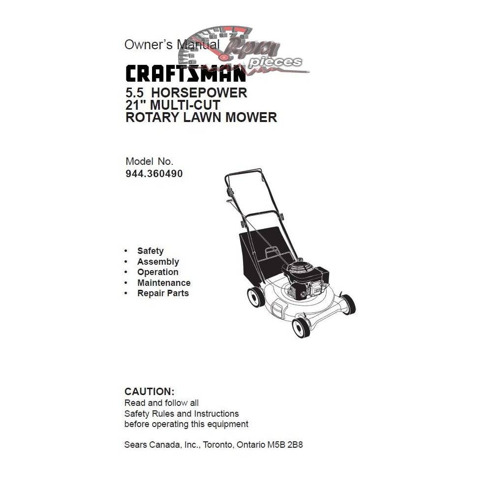 944.360490 Craftsman Parts Manual