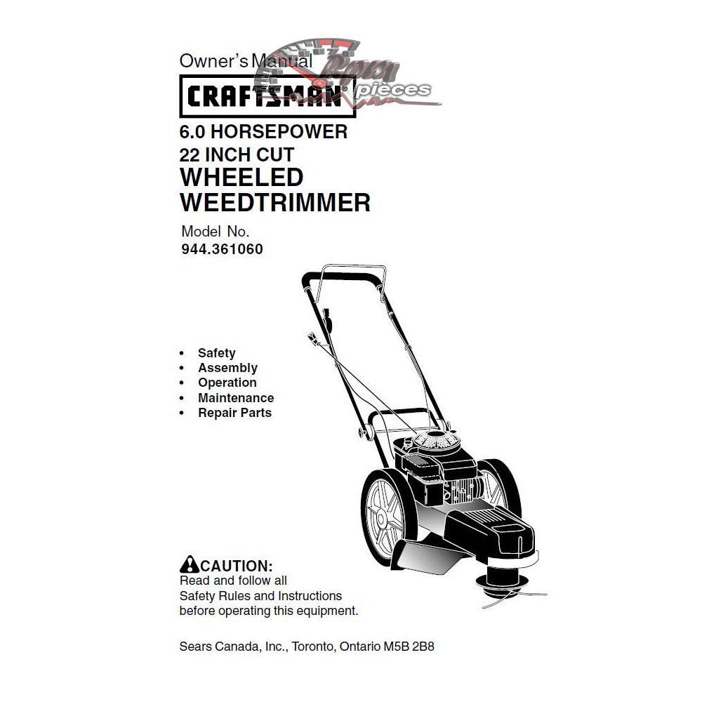 944.361060 Craftsman Parts Manual