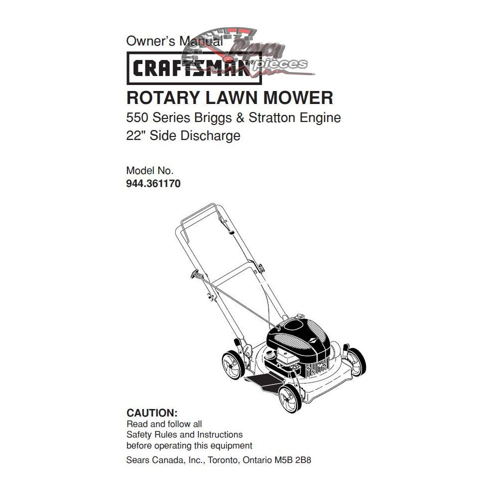 944.361170 Craftsman Parts Manual