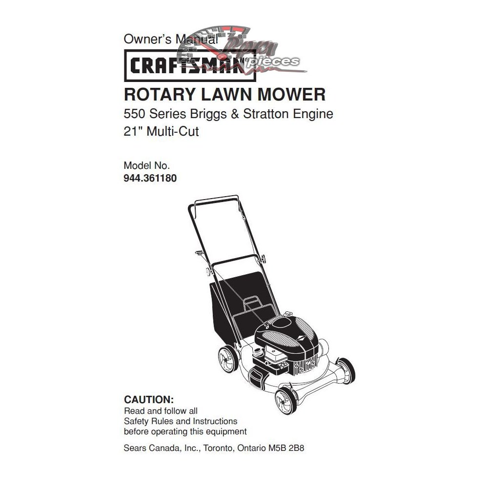 944.361180 Manuel de pièces Tondeuse Craftsman