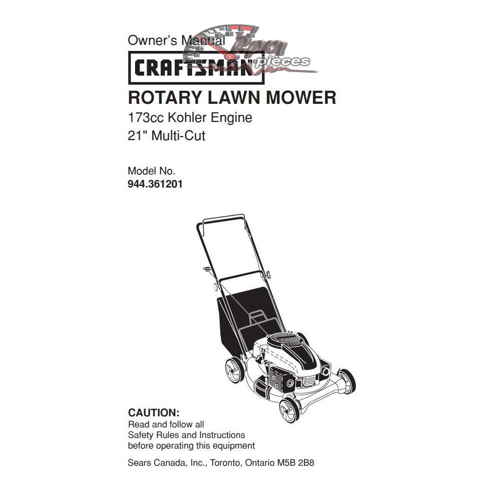 944.361201 Craftsman Parts Manual