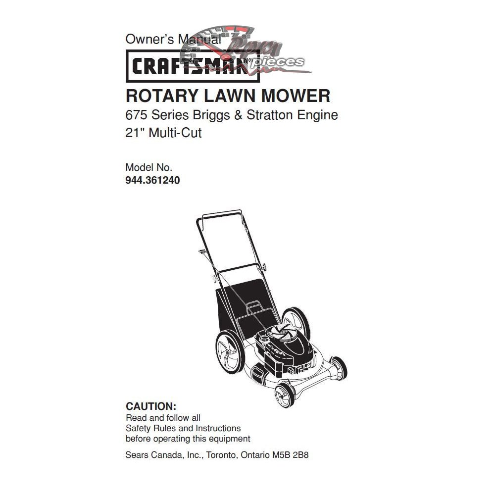 944.361240 Craftsman Parts Manual