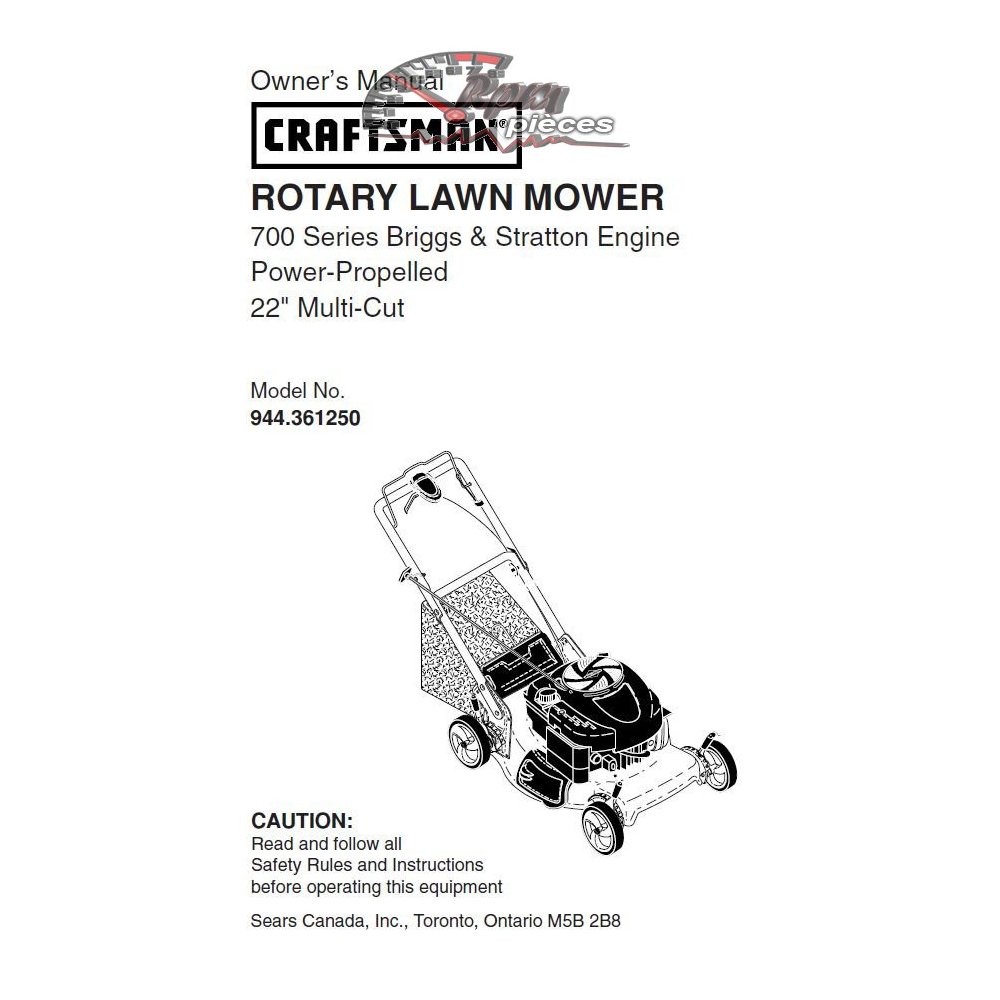 944.361250 Craftsman Parts Manual