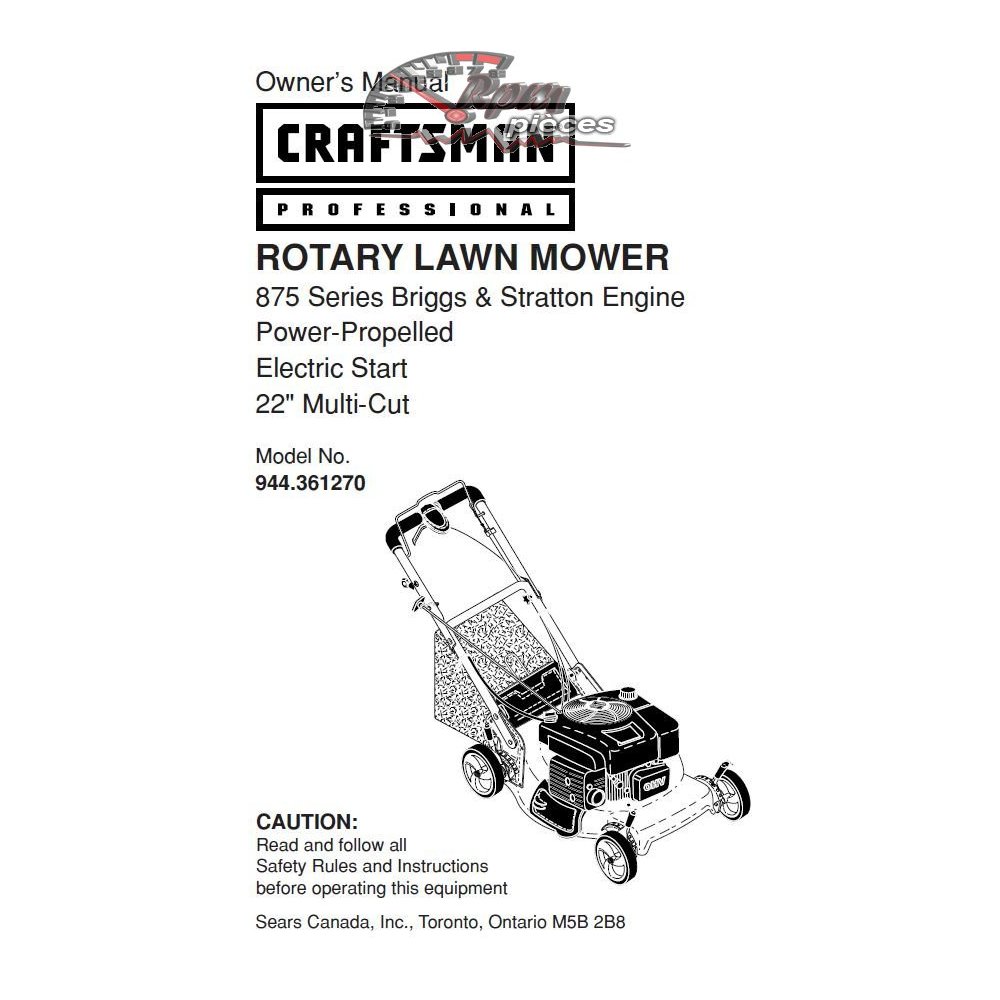944.361270 Craftsman Parts Manual
