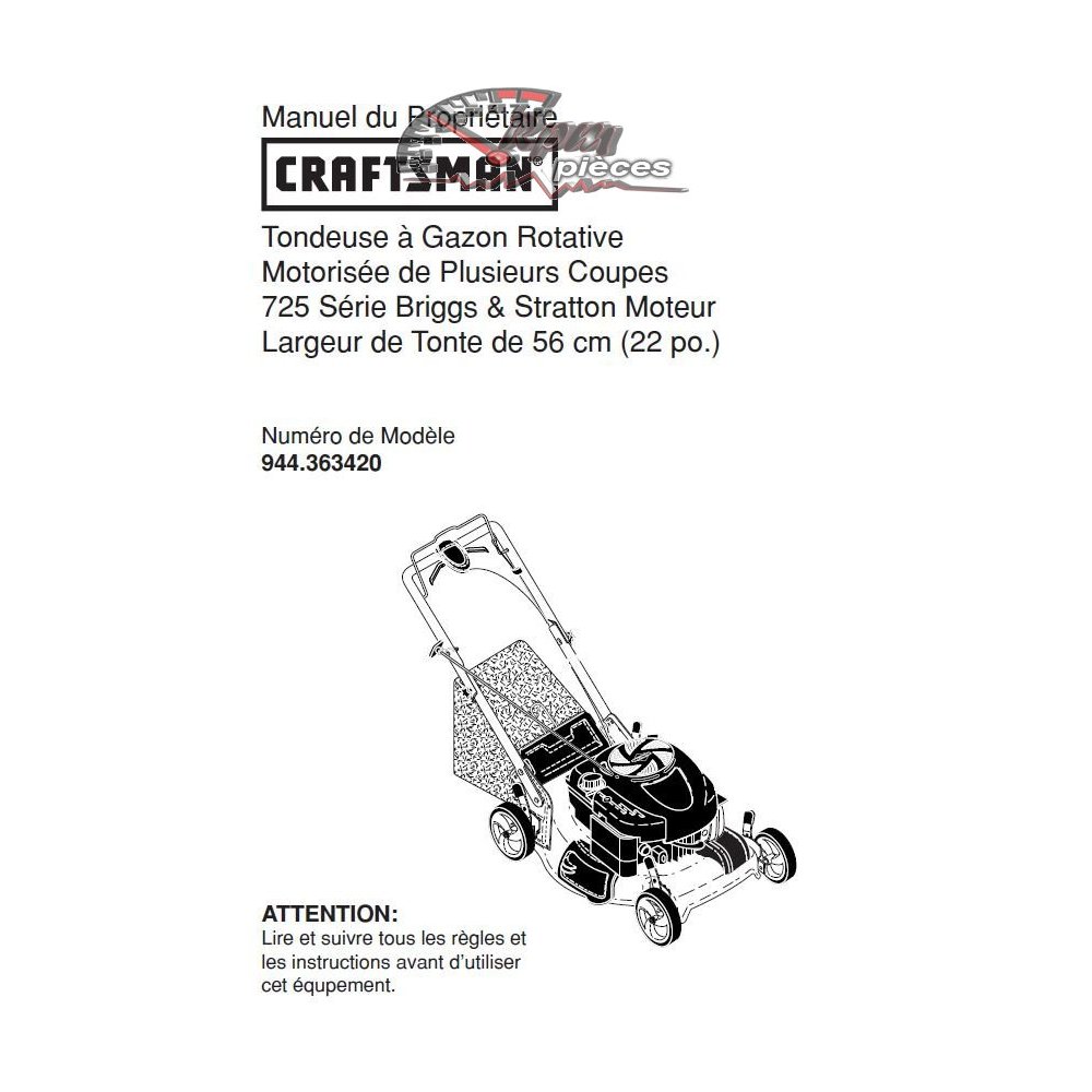 944.363420 Craftsman Parts Manual
