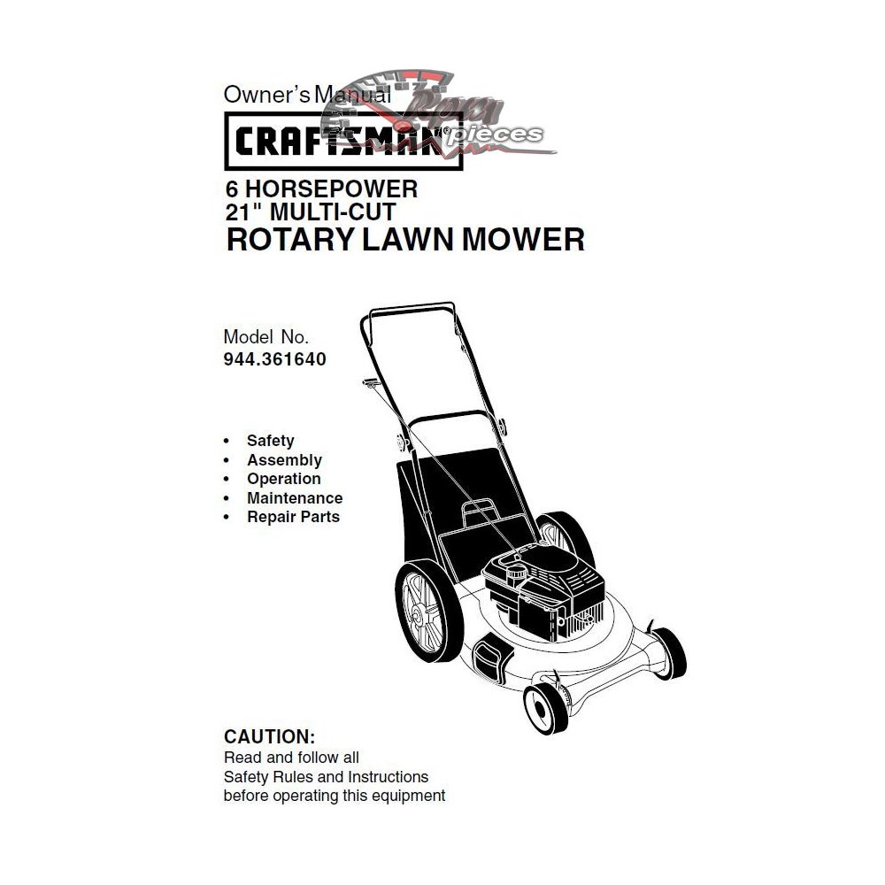 944.361640 Craftsman Parts Manual