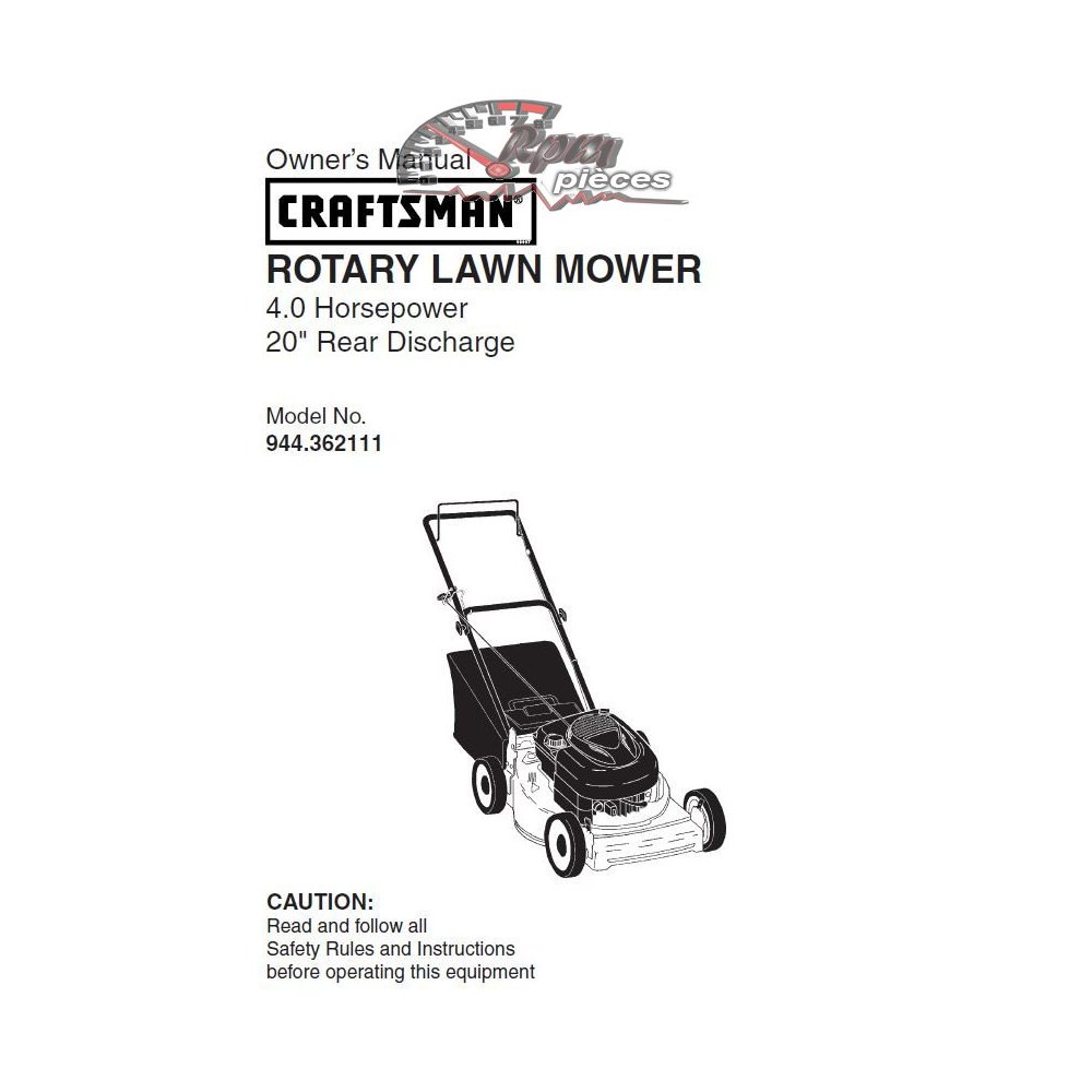944.362111 Craftsman Parts Manual