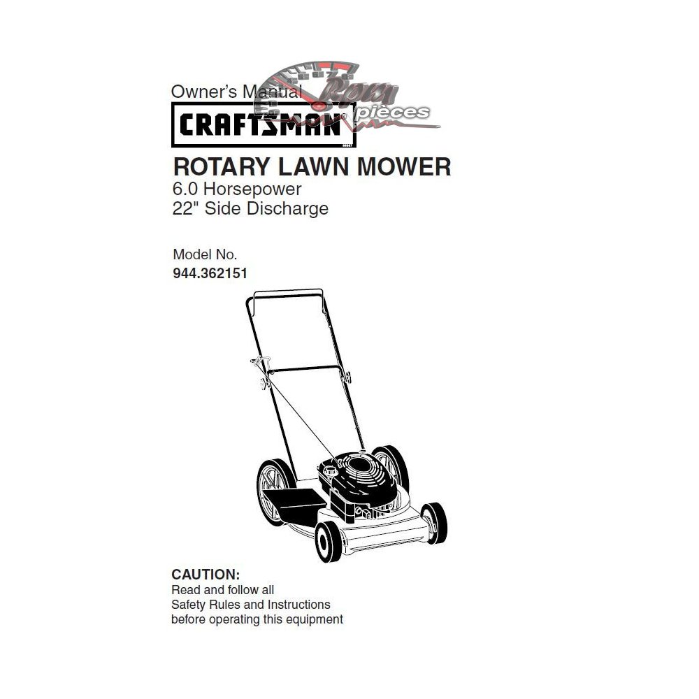 944.362151 Manuel de pièces Tondeuse Craftsman