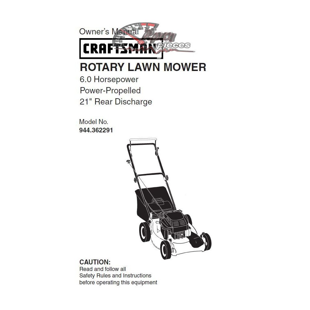 944.362291 Craftsman Parts Manual