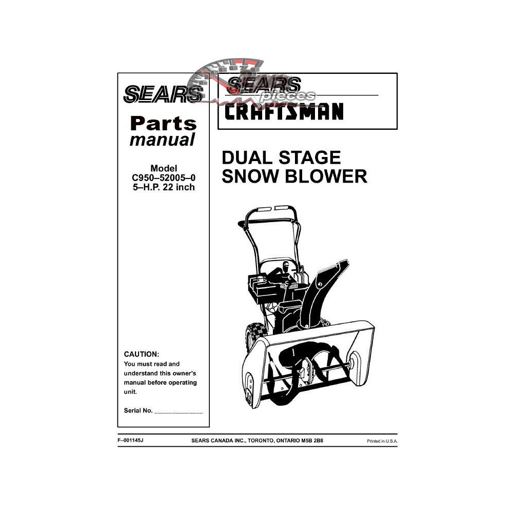 C950-52005-0 Snowblower Craftsman Parts Manual