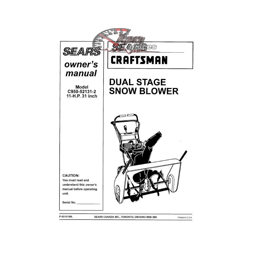 C950-52131-2 Snowblower Craftsman Parts Manual